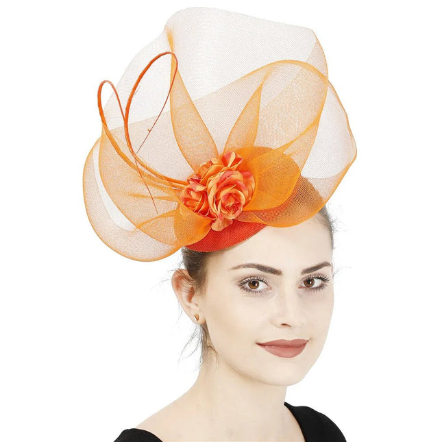 Chapeau Fascinator Prestige - Orange - | La boutique du chapeau
