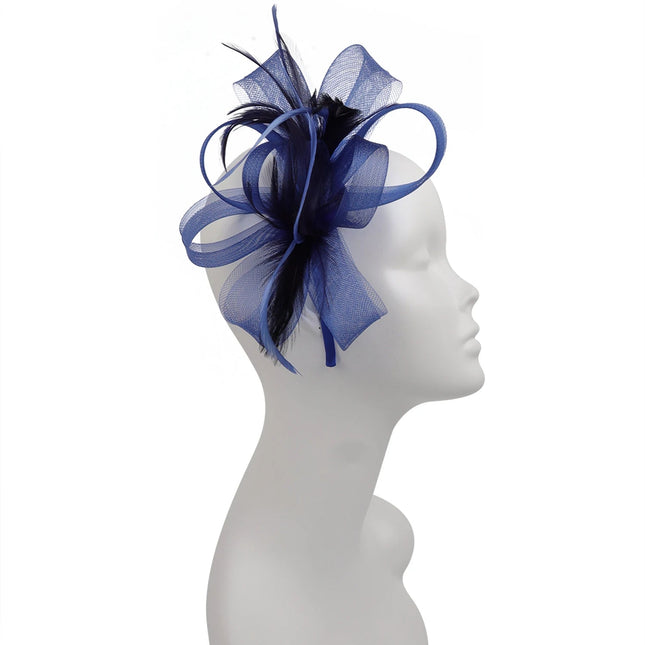 Chapeau Fascinator Satin - Marine - | La boutique du chapeau