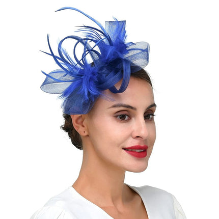 Chapeau Fascinator Satin - Bleu - | La boutique du chapeau