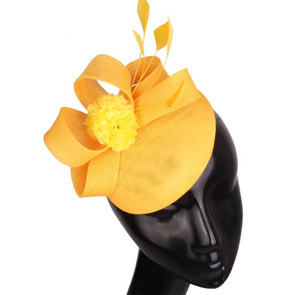 Chapeau Fascinator Soirée - Jaune - | La boutique du chapeau