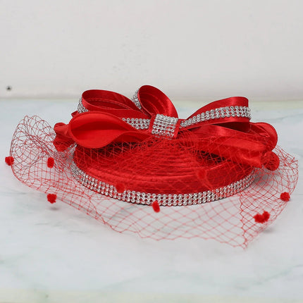 Chapeau Fascinator Voilette - Rouge - Taille unique | La boutique du chapeau
