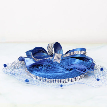 Chapeau Fascinator Voilette - Bleu - Taille unique | La boutique du chapeau