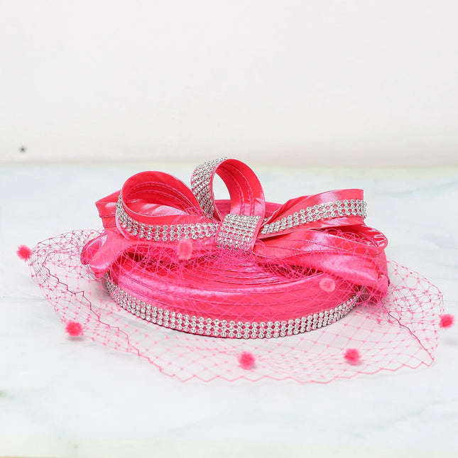 Chapeau Fascinator Voilette - Rose - Taille unique | La boutique du chapeau