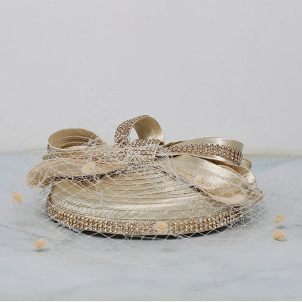 Chapeau Fascinator Voilette - Champagne - Taille unique | La boutique du chapeau