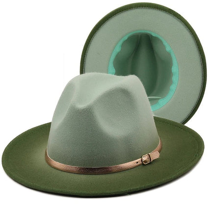 Chapeau Fedora Artistique pour Femme - Vert/vert clair - M (56 - 58cm) | La boutique du chapeau