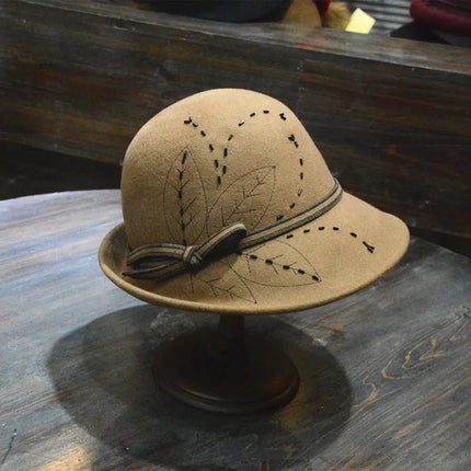 Chapeau Fedora Élaboré pour Femme - Kaki - M (56 - 58cm) | La boutique du chapeau