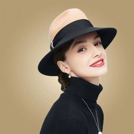 Chapeau fedora femme - Noir/beige - M (56 - 58cm) | La boutique du chapeau