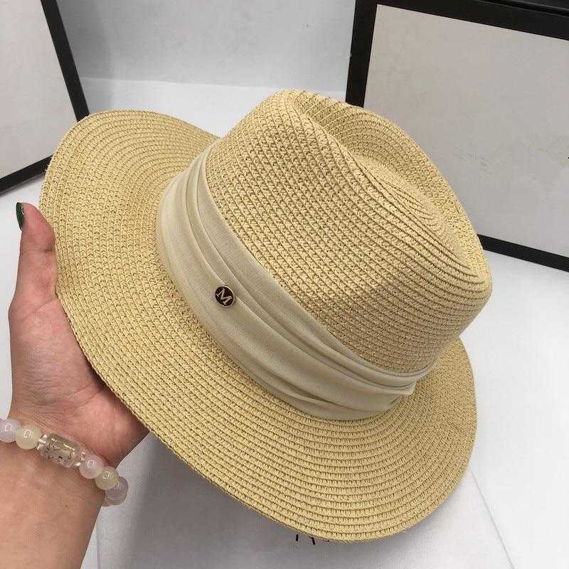 Chapeau-femme chapeau de paille Jaune / S 55cm Chapeau de paille ruban élégant