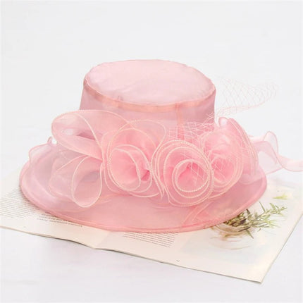 Chapeau femme chic - 4 fleurs - rose - M (56 - 58cm) | La boutique du chapeau