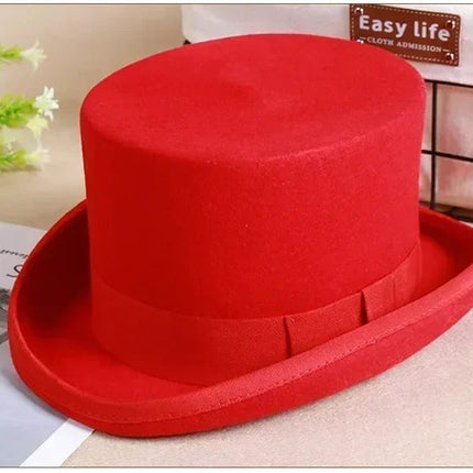 Chapeau haut de forme classique - Rouge - S (54 - 55cm) | La boutique du chapeau