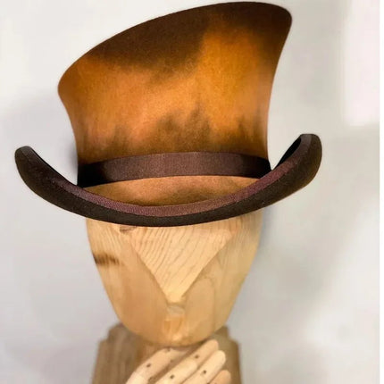 Chapeau haut de forme femme - Marron/jaune - M (56 - 58cm) | La boutique du chapeau