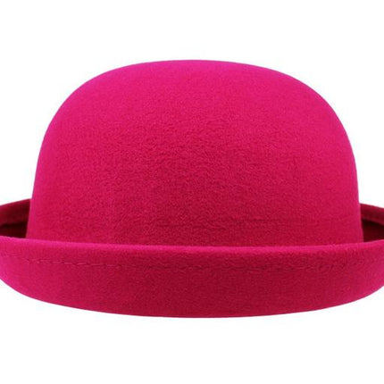 Chapeau melon en feutre de laine - Rose rouge - M (56 - 58cm) | La boutique du chapeau