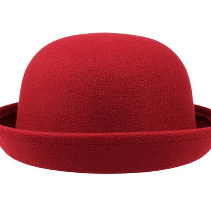 Chapeau melon en feutre de laine - Rouge - M (56 - 58cm) | La boutique du chapeau