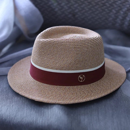 Chapeau paille Fedora - Ruban rouge - M (56 - 58cm) | La boutique du chapeau