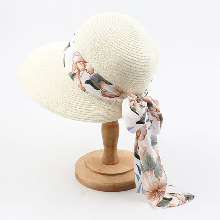 Chapeau paille pliable femme - Blanc - Ajustable (du 54 au 59) | La boutique du chapeau
