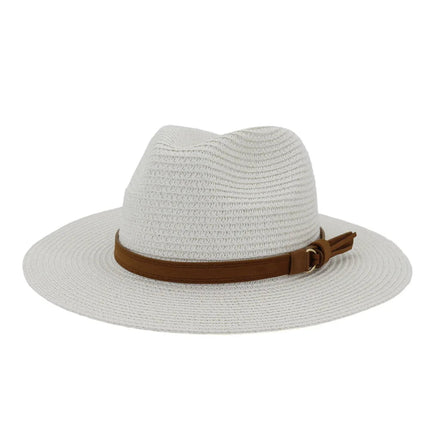 Chapeau Panama sangle en cuir - Blanc - M (56 - 58cm) | La boutique du chapeau