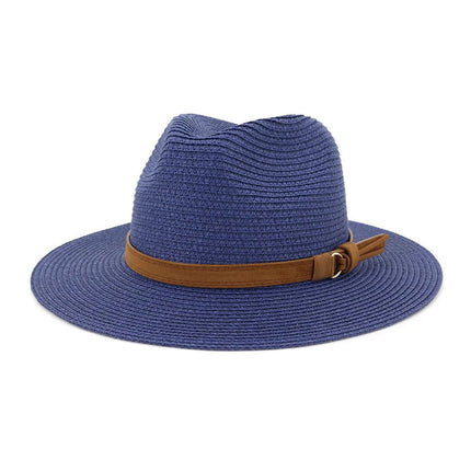 Chapeau Panama sangle en cuir - Bleu marine - M (56 - 58cm) | La boutique du chapeau