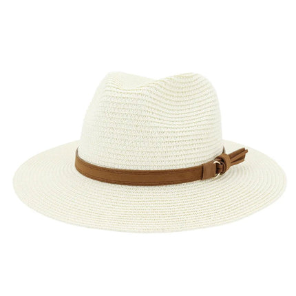 Chapeau Panama sangle en cuir - Crème - M (56 - 58cm) | La boutique du chapeau