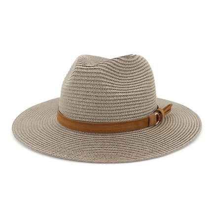 Chapeau Panama sangle en cuir - Gris - M (56 - 58cm) | La boutique du chapeau