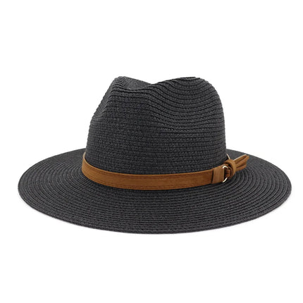 Chapeau Panama sangle en cuir - Noir - M (56 - 58cm) | La boutique du chapeau