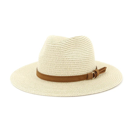 Chapeau Panama sangle en cuir - Beige - M (56 - 58cm) | La boutique du chapeau