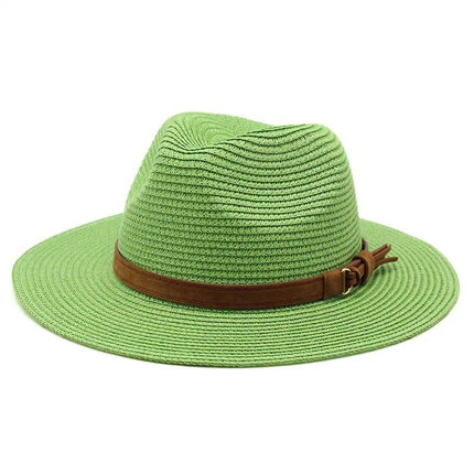 Chapeau Panama sangle en cuir - Vert - M (56 - 58cm) | La boutique du chapeau