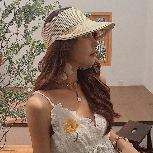 Chapeau pare - soleil en paille - Beige - Ajustable (du 54 au 59) | La boutique du chapeau