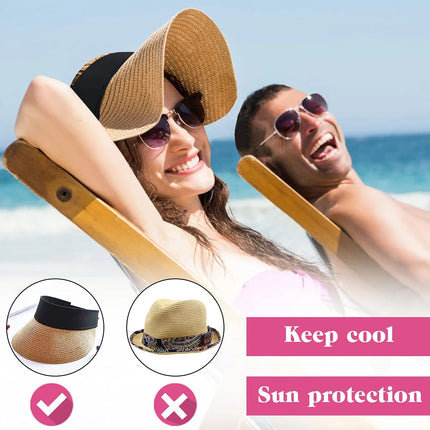 Chapeau pare - soleil en paille - Beige - Ajustable (du 54 au 59) | La boutique du chapeau