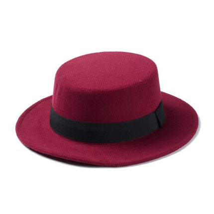 Chapeau plat en laine - Bordeaux - M (56 - 58cm) | La boutique du chapeau
