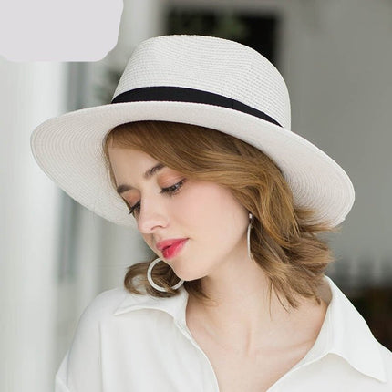 Chapeau unisexe en paille - Blanc - M (56 - 58cm) | La boutique du chapeau