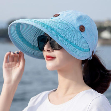 Chapeau visière large en paille - Turquoise - Ajustable (du 54 au 59) | La boutique du chapeau