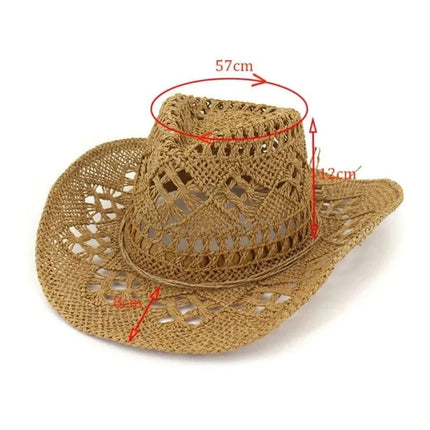 Chapeau western en paille - Caramel - M (56 - 58cm) | La boutique du chapeau