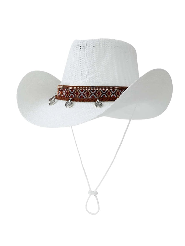 Chapeau western folklore - Blanc - M (56 - 58cm) | La boutique du chapeau