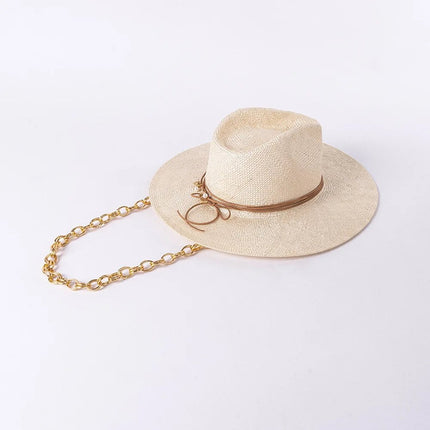 Chapeaux de paille avec chaine - Beige - M (56 - 58cm) | La boutique du chapeau