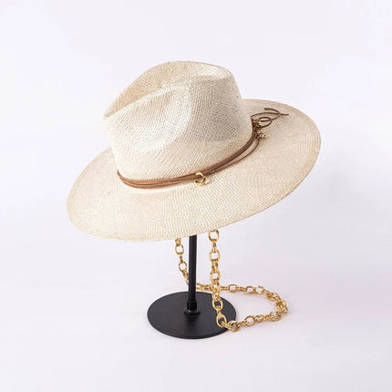 Chapeaux de paille avec chaine - Beige - M (56 - 58cm) | La boutique du chapeau
