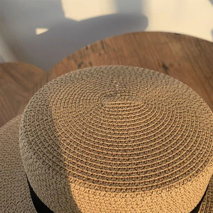 Chapeaux de paille rond à bord plat - Khaki - M (56 - 58cm) | La boutique du chapeau
