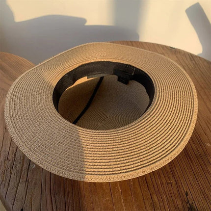 Chapeaux de paille rond à bord plat - Khaki - M (56 - 58cm) | La boutique du chapeau