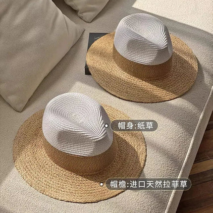 Chapeaux de soleil en paille bicolore - Noir - M (56 - 58cm) | La boutique du chapeau