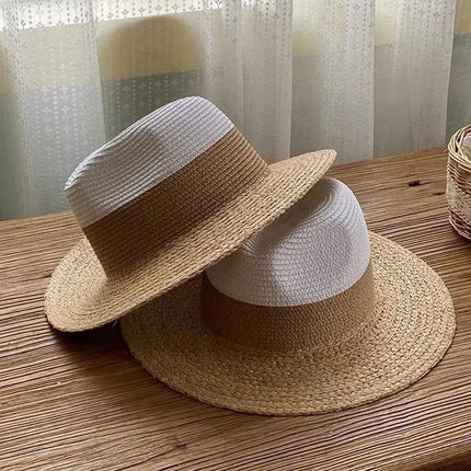 Chapeaux de soleil en paille bicolore - Blanc - M (56 - 58cm) | La boutique du chapeau