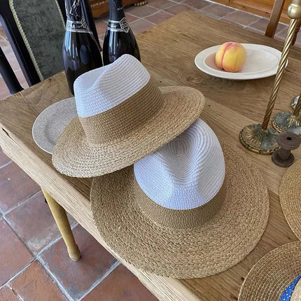 Chapeaux de soleil en paille bicolore - Blanc - M (56 - 58cm) | La boutique du chapeau
