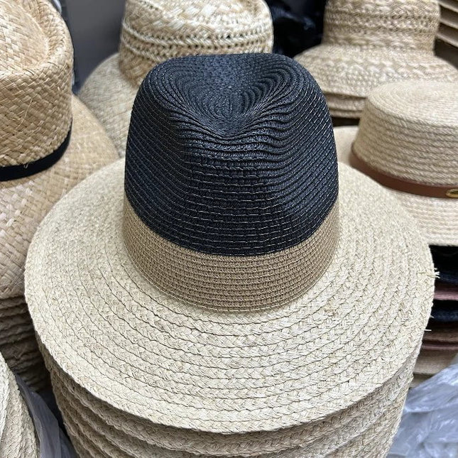 Chapeaux de soleil en paille bicolore - Noir - M (56 - 58cm) | La boutique du chapeau