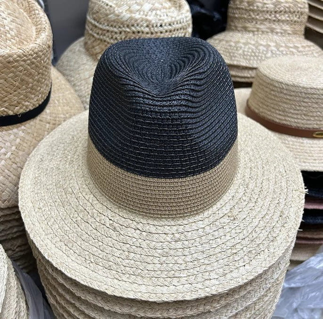 Chapeaux de soleil en paille bicolore - Noir - M (56 - 58cm) | La boutique du chapeau