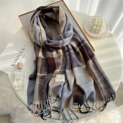 Écharpe à carreaux en cachemire - WT15 - 2 - 200x50cm | La boutique du chapeau