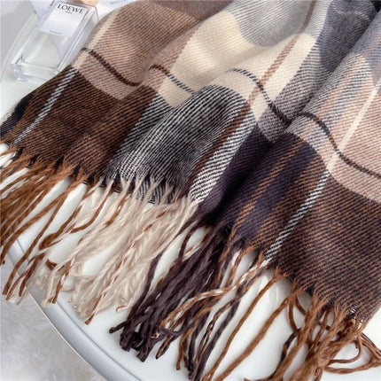 Écharpe à carreaux en cachemire - WT15 - 2 - 200x50cm | La boutique du chapeau