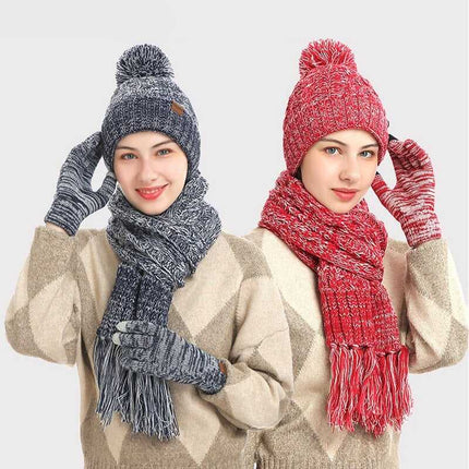 Echarpe, bonnet et gants en laine - Gris - Ajustable (du 54 au 59) | La boutique du chapeau