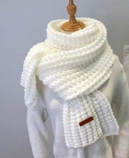 écharpe d'hiver mode femmes longues écharpes vintage - Blanc - 196 x 41 cm | La boutique du chapeau