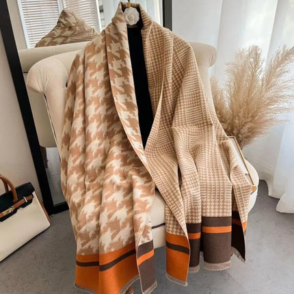 Écharpe en cachemire double face pour femme - Beige - | La boutique du chapeau