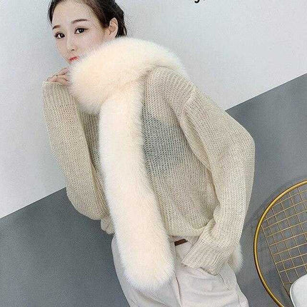 Écharpe en fausse fourrure femmes - Beige - | La boutique du chapeau