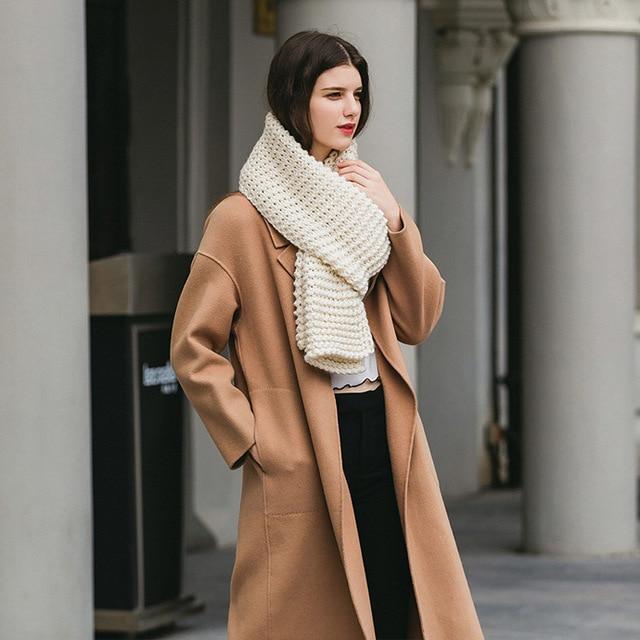 écharpe en laine épaisse femme automne et hiver - Blanc - | La boutique du chapeau