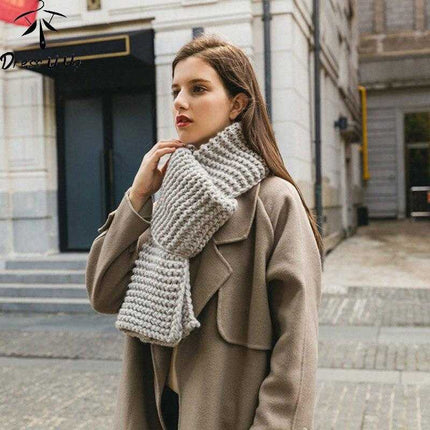 écharpe en laine épaisse femme automne et hiver - Blanc - | La boutique du chapeau